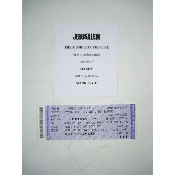 Jerusalem Playbill 2011 The Music Box Ticket Flyer Mark Rylance John Gallagher - Picture 7 of 11